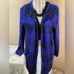 AUGUST SILK LONG SWEATER Blue Royal & Black.